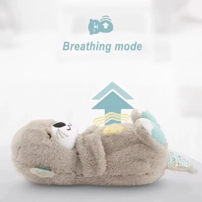 Baby Toy Doll, Breathing Bear, Newborn Sleep Relaxation Playmate, Otter Toy, Gentle Sleep Music, Light Plush Toy with Sound, Gif