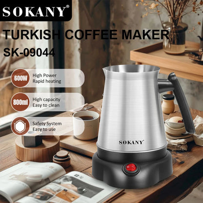 800ml chaleira elétrica turco grego café moka bule de chá máquina portátil aço inoxidável 6 copos água fervente 220v