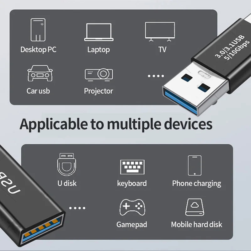 Conector USB 3.0, adaptador USB a USB de 5 Gbps Gen1, macho a macho, hembra, convertidor USB, cable extensor para SSD y HDD, enchufe de extensión USB 3.0.