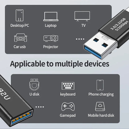 Conector USB 3.0, adaptador USB a USB de 5 Gbps Gen1, macho a macho, hembra, convertidor USB, cable extensor para SSD y HDD, enchufe de extensión USB 3.0.