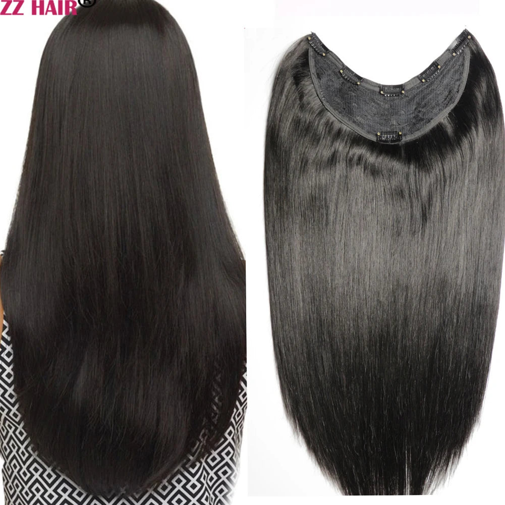 ZZHAIR 100% Brazilian Human Remy Hair Extensions 120g-200g 16"-26" U Piece Wig Clip-in Natural Straight