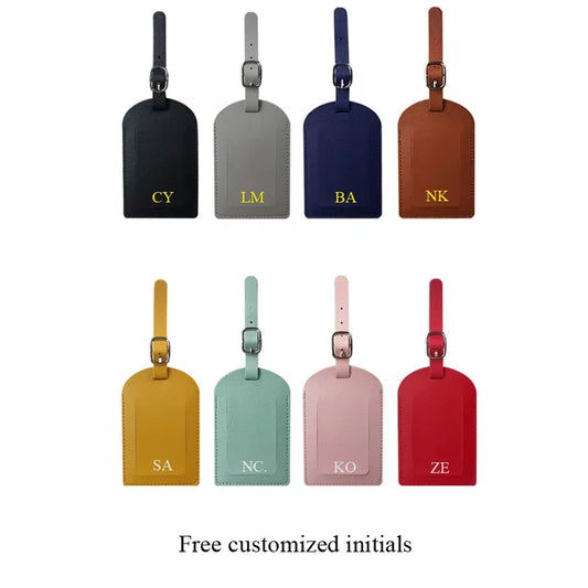 Hot selling multi-color airplane boarding passes creative travel box hang tags checked in smooth pu leather luggage tags