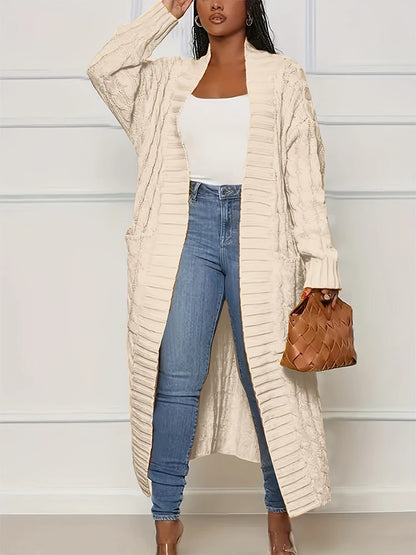 Plus Size Women's Sweater Fashion Casual Cardigan Solid Colour Knitted Sweater Cardigan with Pocket Autumn and Winter Best