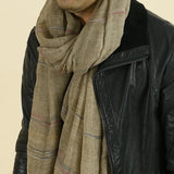 Bufanda de moda para hombre, de algodón y lino, con hilo teñido a rayas, con borlas, chal largo, accesorios para otoño e invierno.