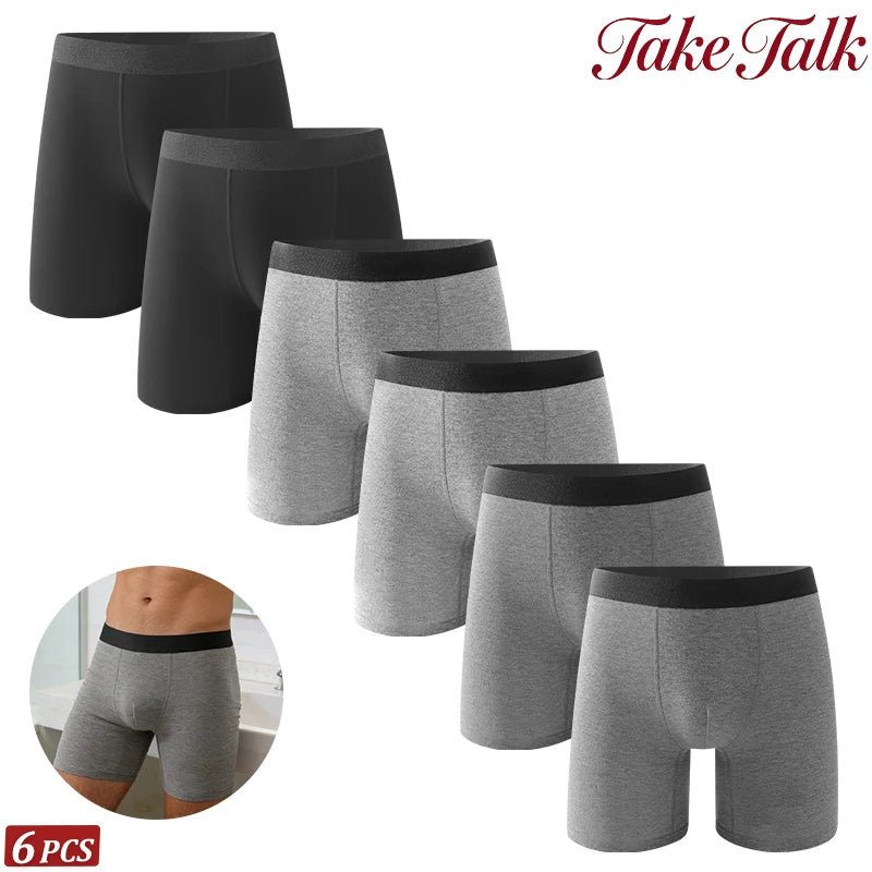 6Pcs Men Panties Cotton Underwear Soft Breathable Boxer Underwear Trendy Simple Hot-Selling Men's Boxer Underwear Fashion Pop