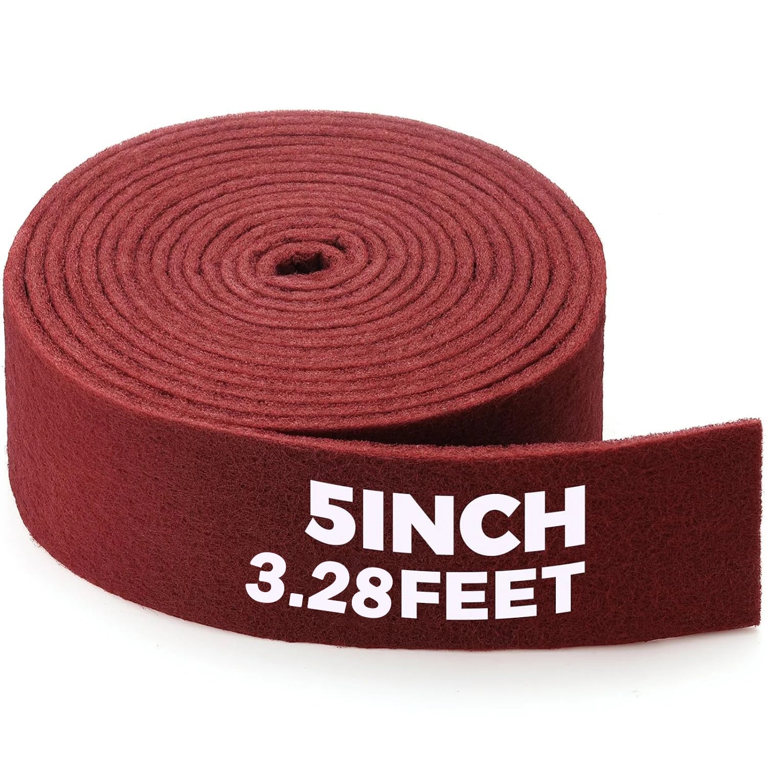 5inch X 3.28 Feet Chestnut Red Universal Scouring Pad Roll, Does Not Damage Surfaces, Abrasion-Resistant Cleaning Roll, Used for Paint Primer Pre-Treatment, Cleaning Stubborn Stains in Kitchens and Bathrooms, and Surface Prep