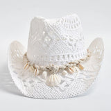 Summer Hand-Woven Straw Hat for Women Shell Decoration Holiday Beach Sun Hat Panama Hat for Women