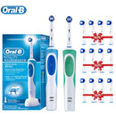 Cepillo de dientes eléctrico Oral B para adultos, recargable, con rotación, blanqueamiento 3D y cabezales de regalo.