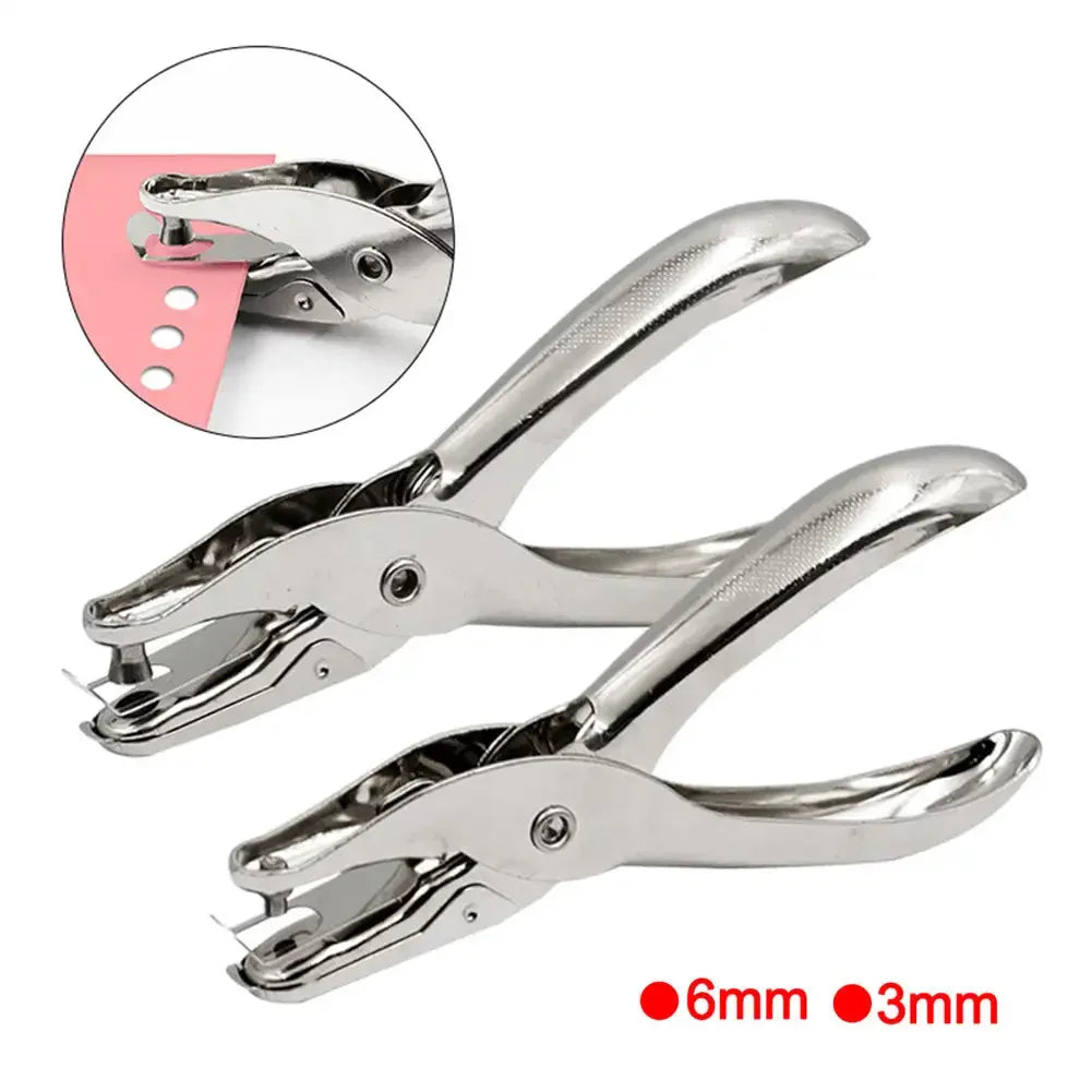 Metal Single Hole Puncher 3/6mm Pore Diameter Hole Punch Pliers Hand Paper Scrapbooking Punches 1-8 Pages Paper Hole Puncher