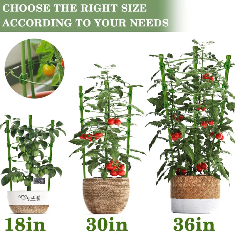 90cm Adjustable Tomato Cage 36 inches Plant Support Cages Cucumber Trellis for Climbing Plants 4 Adjustable Rings and Plant Clip