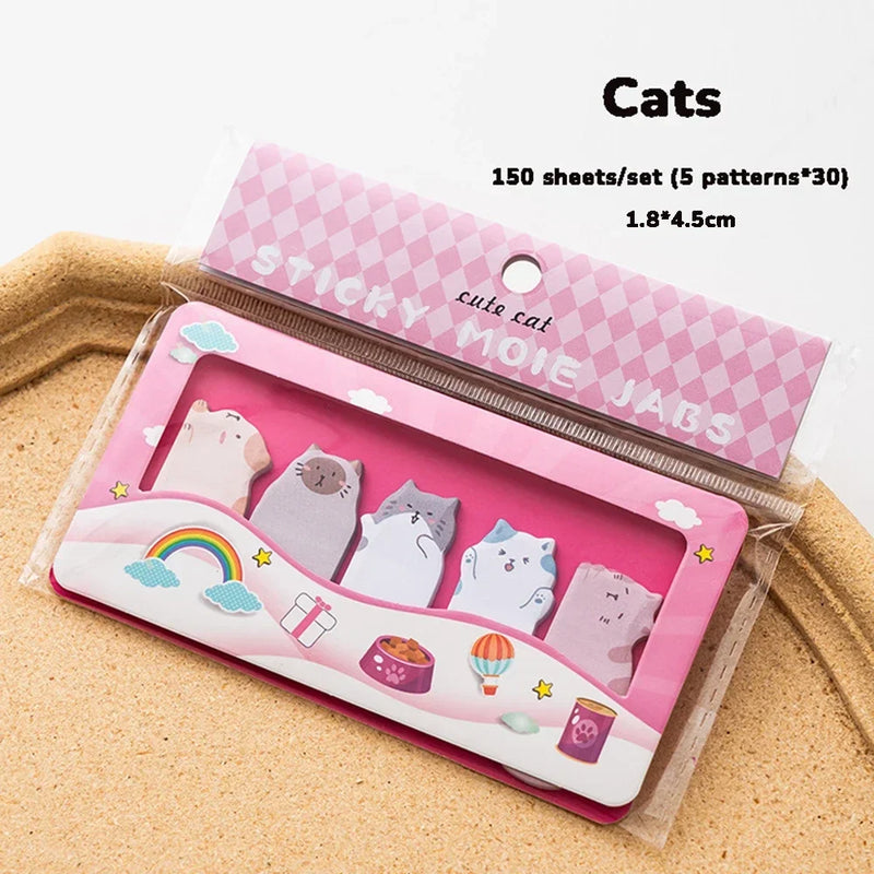 150 Sheets/set Cartoon Animals Sticky Notes Classified Indexing Stickers Bookmarks Notepads Stationery