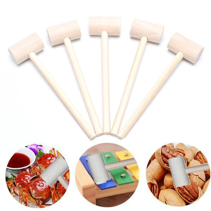 5pcs Solid Wood Mini Hammers Hitting Hammer Cake Mallet Kids Educational Toy