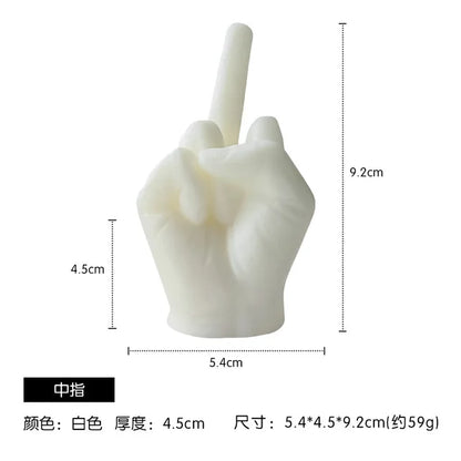 Middle finger shaped scented candles, Creative white and black gesture, Funny niche gifts, Home decoration 