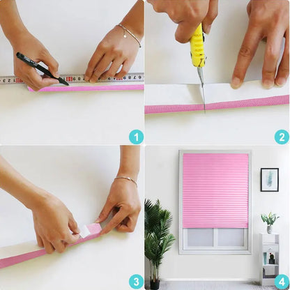 1PC Self-Adhesive Non-Woven Pleated Blinds Folding Curtains For Kitchen Balcony Shades Home Blackout Blinds For Windows Decor