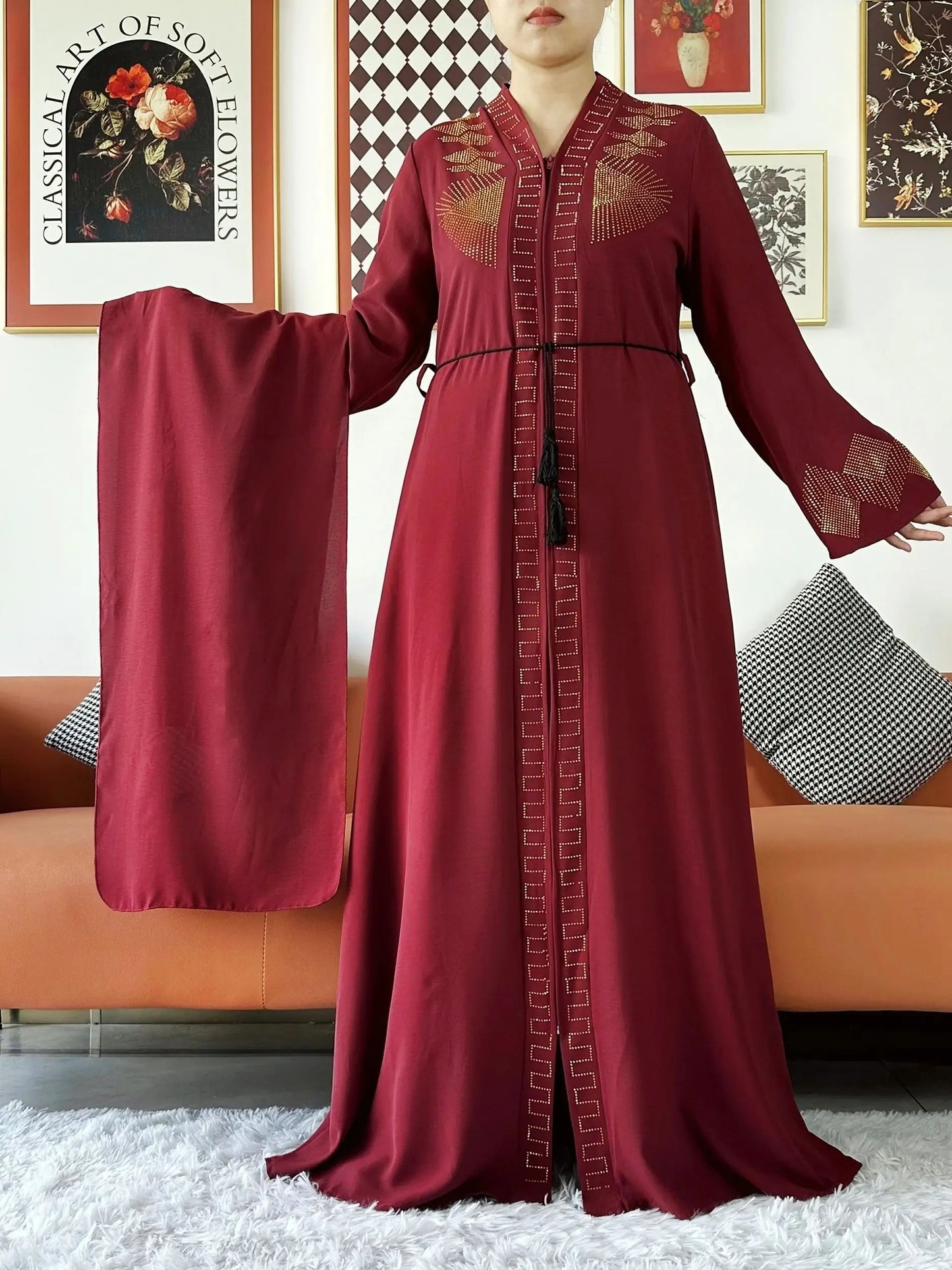 Vestido elegante de gasa para mujer, abaya abierta con cremallera, ropa musulmana, cárdigan islámico, abaya, nuevo