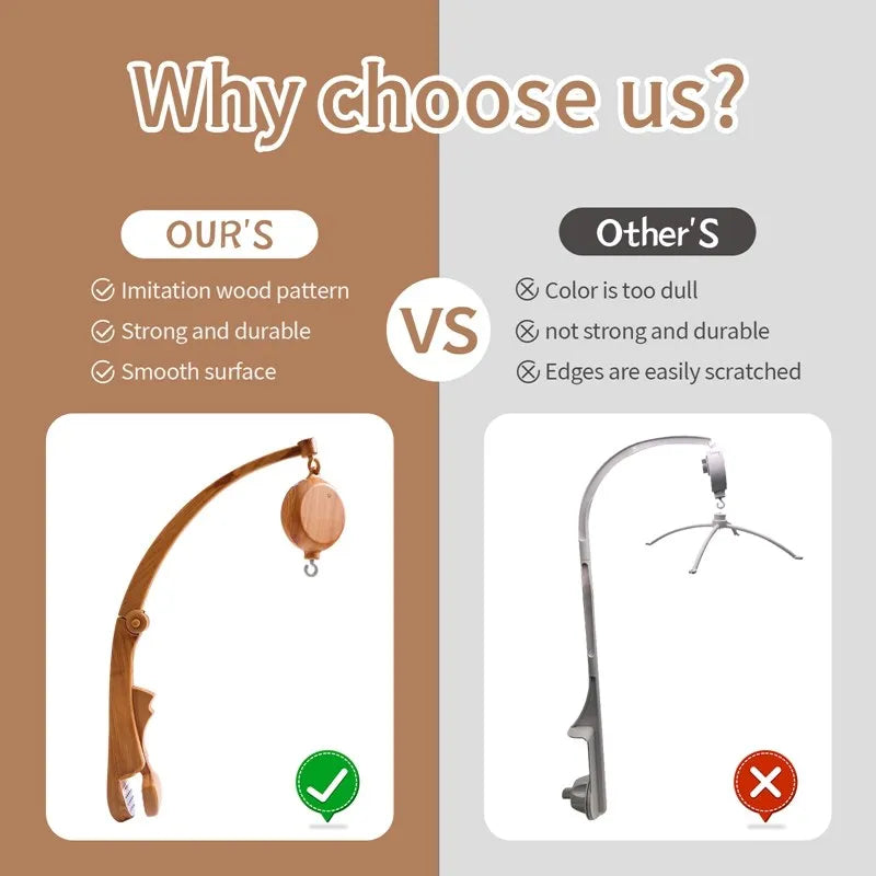 Crib Mobile Bed Bell Wooden Baby Rattles Soft Felt Cartoon Animal Bed Bell Newborn Music Box Hanging Toy Crib Bracket Baby Gifts