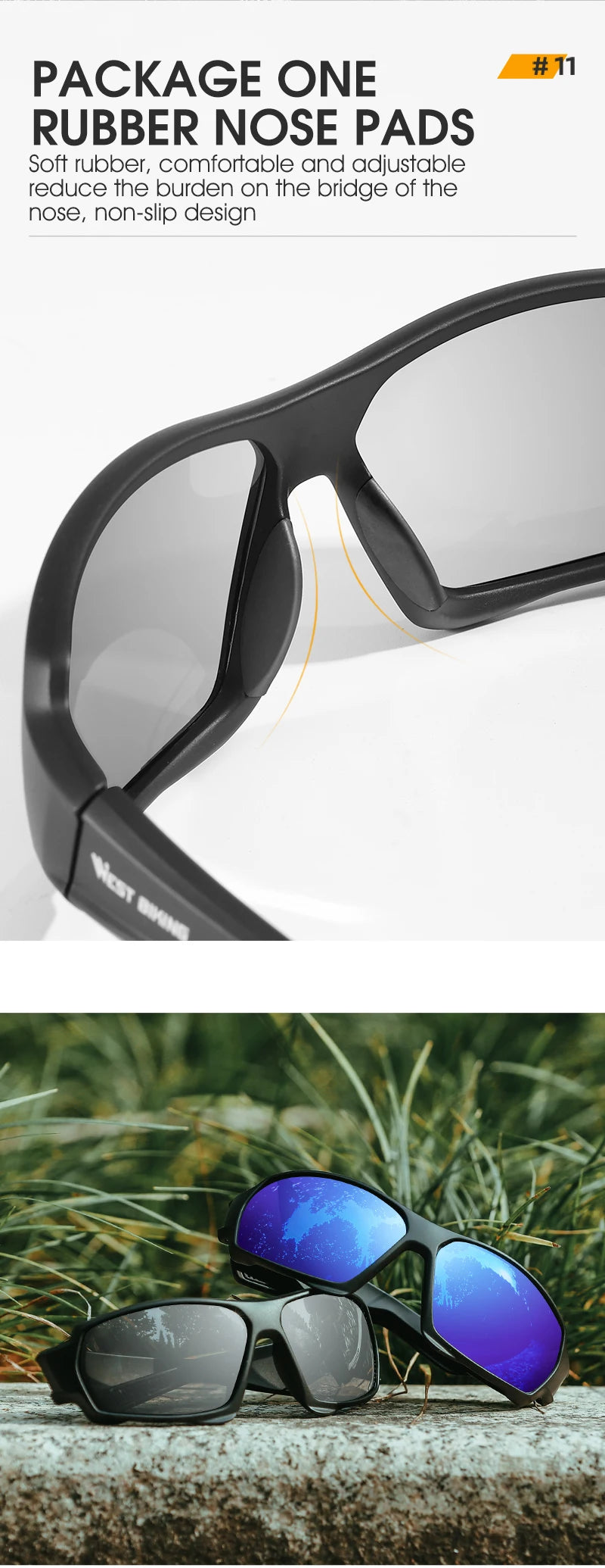 WEST BIKING HD Polarized Cycling Sunglasses UV400 Protection MTB Road Bike Eyewear Men Outdoor Sport Bicycle Fishing Glasses