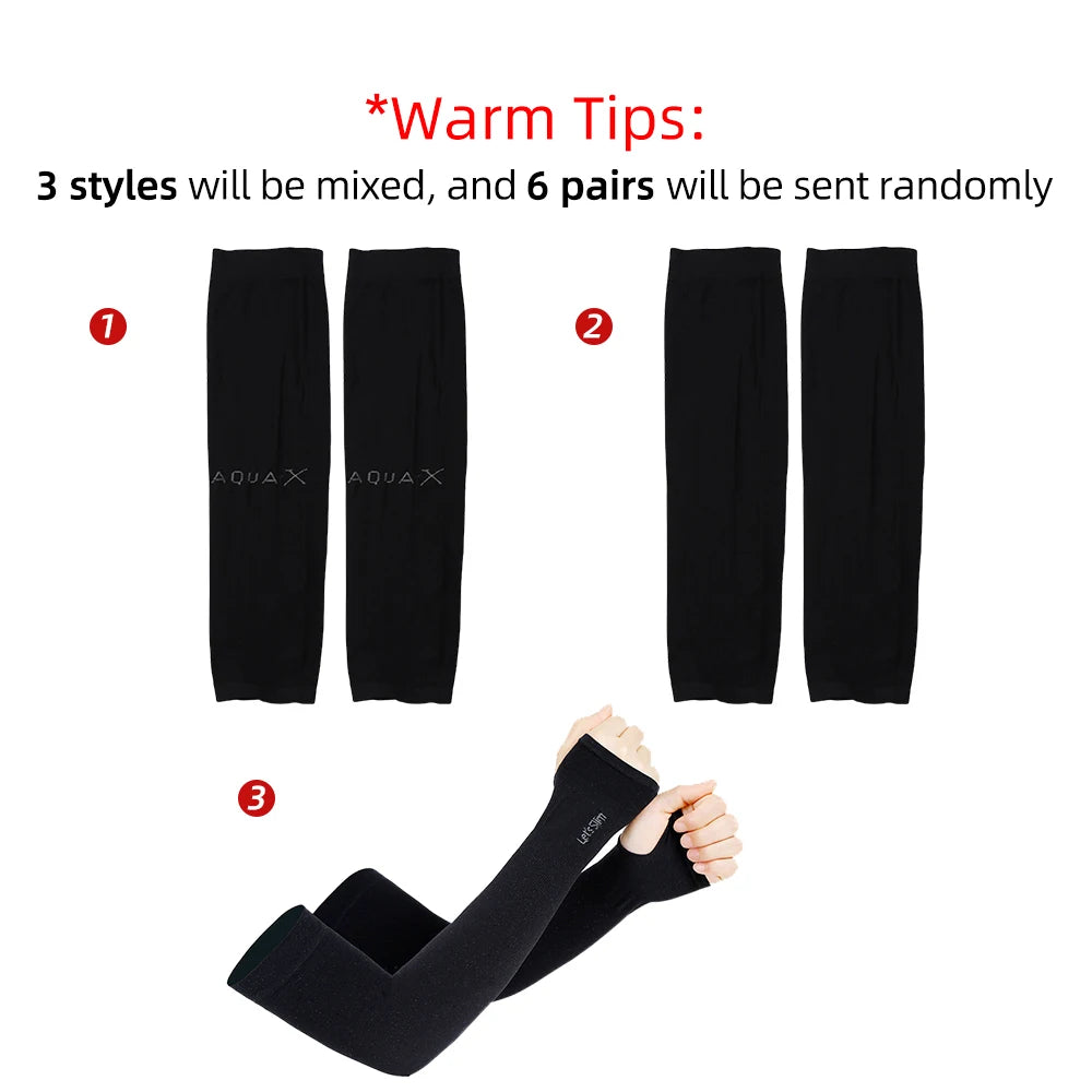 kkjoy 6 Pairs Unisex Cooling Arm Sleeves Compression Breathable Moisture Wicking for Men Women Sports Outdoor UV Protection