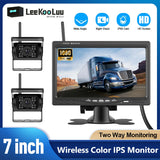 LeeKooLuu Wireless Dual Backup Reversing Cameras and 7" IPS Car Monitor IR Night Vision Rear View Camera for RV Truck Trail Bus