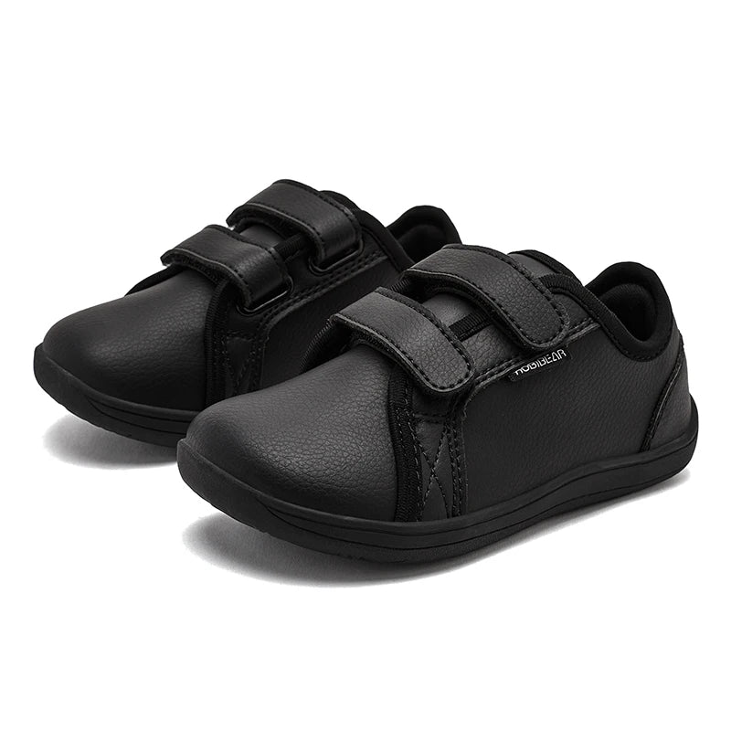 HOBIBEAR Kids Barefoot Shoes Little/Big Kid Wide Toe Minimalist Sneakers Lightweight Hook and Loop Artificial Leather Shoes