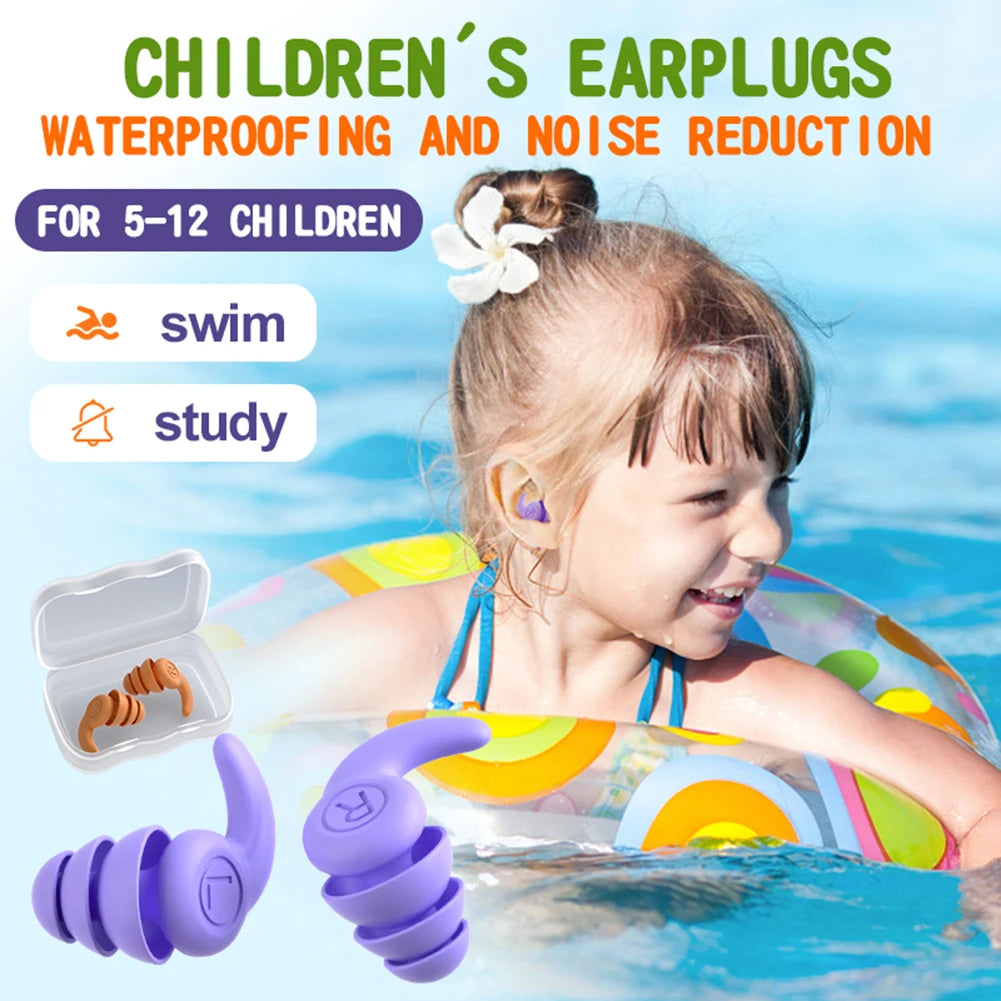 Protector auditivo de silicona para niños con cancelación de ruido de 3 capas, tapones para los oídos para natación, protectores auditivos, tapones antirruido, reducción de ruido