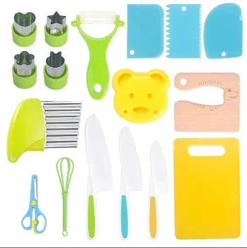 Conjunto de ferramentas de cozinha para crianças, faca plástica, facas de frutas, descascador, acessórios de cozinha, para crianças