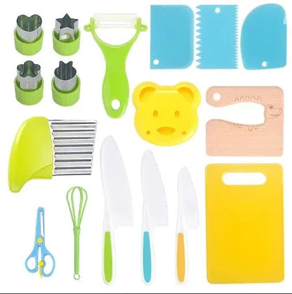 Conjunto de ferramentas de cozinha para crianças, faca plástica, facas de frutas, descascador, acessórios de cozinha, para crianças