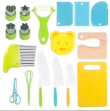 Conjunto de ferramentas de cozinha para crianças, faca plástica, facas de frutas, descascador, acessórios de cozinha, para crianças