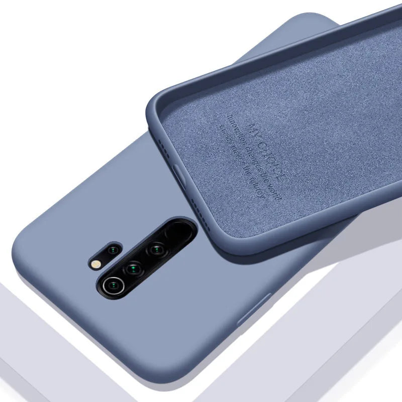Funda de silicona líquida suave y sólida para XiaoMi RedMi Note 9, 9s Pro, 10, 11, 11S, 10s, 10T, 9T, 8, 8T, 7 Pro, 9A, 9C, 10C, Poco X3, F3