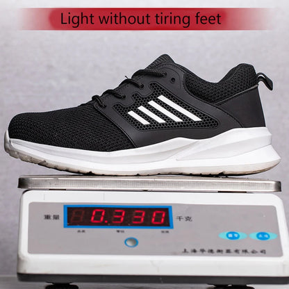 Work Safety Shoes Men Lightweight Indestructible Work Sneakers Security Steel Toe Shoes Safety Protective Boots Black Size36-46