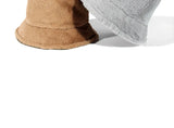 Winter Rabbit Plush Fisherman Hats for Women Girl Bucket Hat Windproof Leopard Soft Faux Fur Wide Brim Lady Women Artist Cap