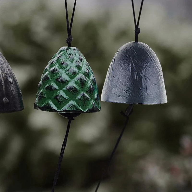 Japanese Wind Chimes Cast Iron Feng Shui Wind Bells Good Luck Hanging Pendant Indoor Outdoor Temple Home Garden Decoration