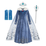 Vestido da Elsa para Menina – Fantasia de Princesa para Festa de Aniversário e Inverno, Cosplay de Frozen, Vestido de Manga Longa – Rainha da Neve