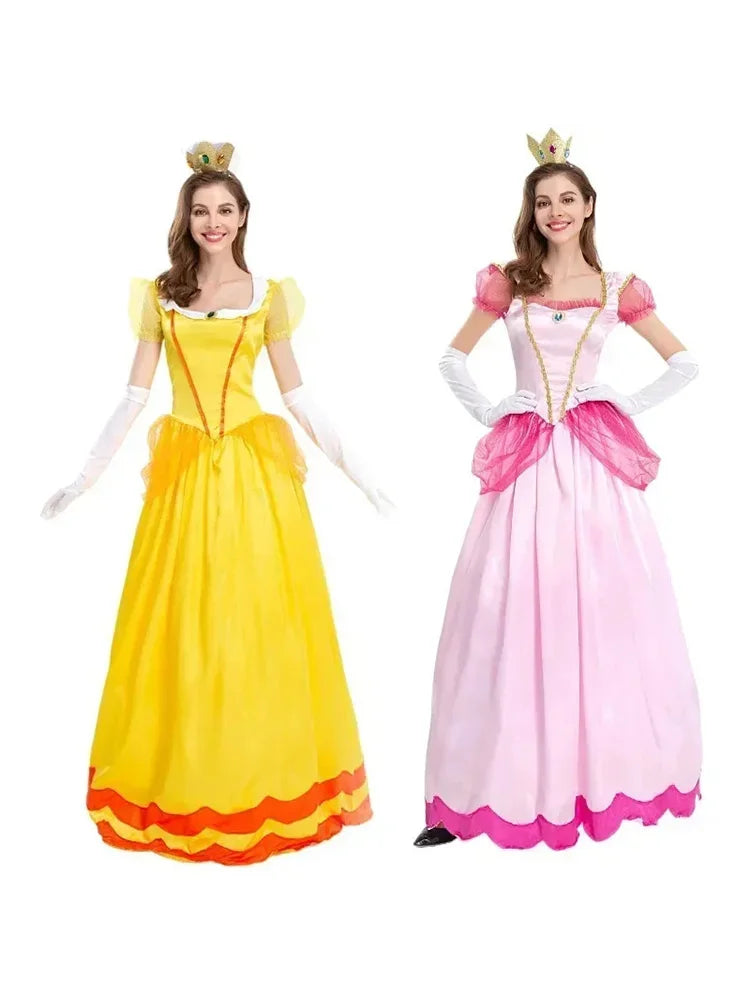 New Princess Dress Palace Party Queen Skirt Pink Peach Blossom Clothes Anime Halloween Costumes for Women