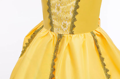 2025 Cosplay Belle Princess Dress Girls Dresses For Beauty and beast Party Clothing Magic stick crown Costume 3-12Y