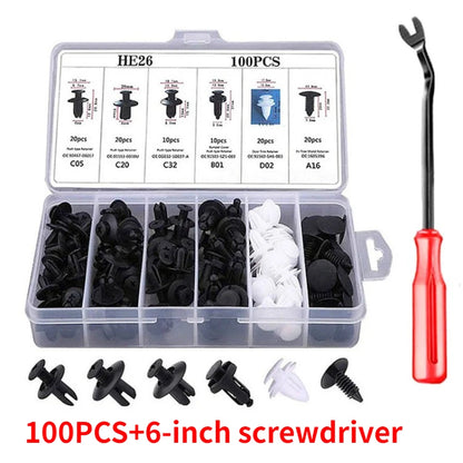 Kit de 100 clips de sujeción para coche, remaches para guardabarros, pasadores de retención para carrocería, remaches para parachoques, paneles de puerta, clips de retención para coche.