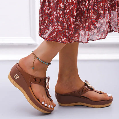 Women New Summer Sandals Open Toe Beach Shoes Flip Flops Wedges Comfortable Slippers Cute Sandals Plu Size Chaussure Femme