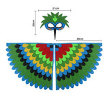 Children Owl Wings Costume Animals Peacock Felt Cloak with Mask for Kids Boys Girls Stage Performance Halloween Party Cape