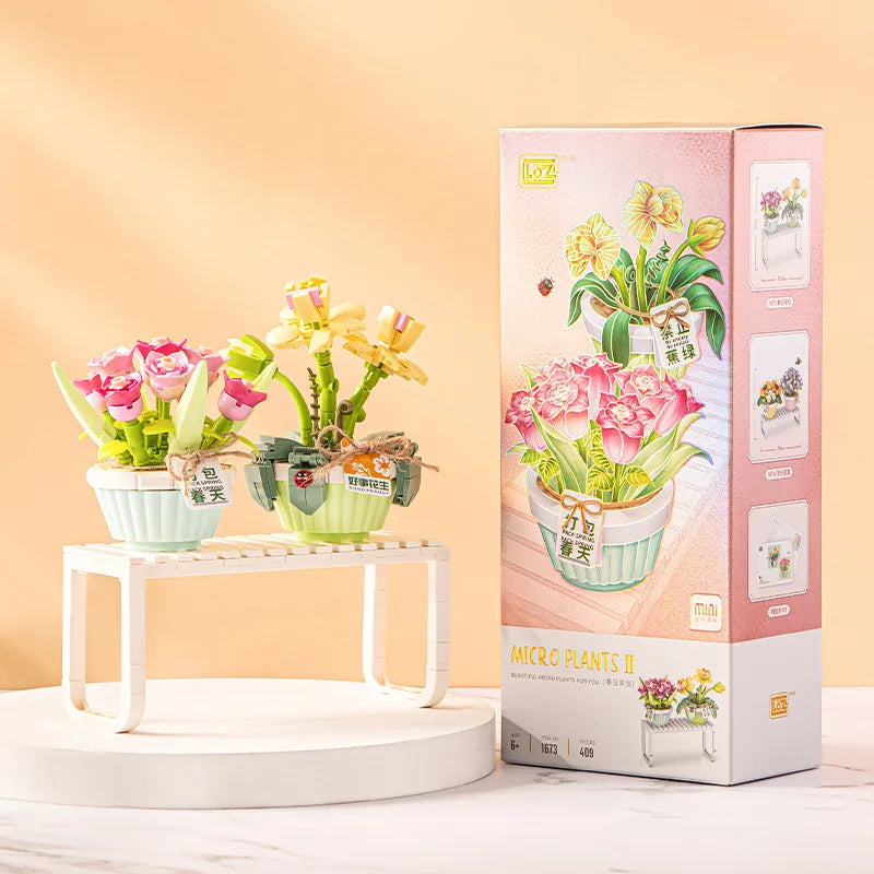 DIY Flower Vase Succulent Cactus Snow Lotus Potting Plants Gardens Building Blocks Model MINI Bricks Kids Sets Kits Toys