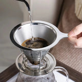 Stainless Steel Coffee Filter 800 Mesh Coffee Dripper with Holder Coffees Drip Mesh Kitchen Coffee Strainer Coffee Accessories