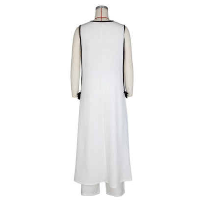 Two Piece Set Women Tracksuit Spliced Vest Pant Sets Elegant High Street Work Ankle Length Wide Leg Pants Loose Matching Sets