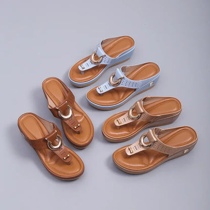 Women New Summer Sandals Open Toe Beach Shoes Flip Flops Wedges Comfortable Slippers Cute Sandals  Femme Plu Size 35~43