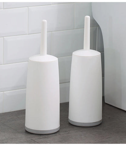 WORTHBUY Cepillo de inodoro de plástico con base de pie, mango largo, cepillo de limpieza para inodoro, accesorios de baño, herramientas de limpieza