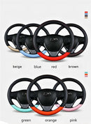 PU Leather Contrast Colour Car Steering Wheel Cover  Sweat Absorbent, Wear Resistant and Non-slip, Universal in All Seasons