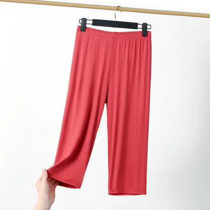XL a 8XL verão modal leggings bezerro comprimento cintura alta tamanho grande estiramento casual emagrecimento básico calças curtas calças de dormir