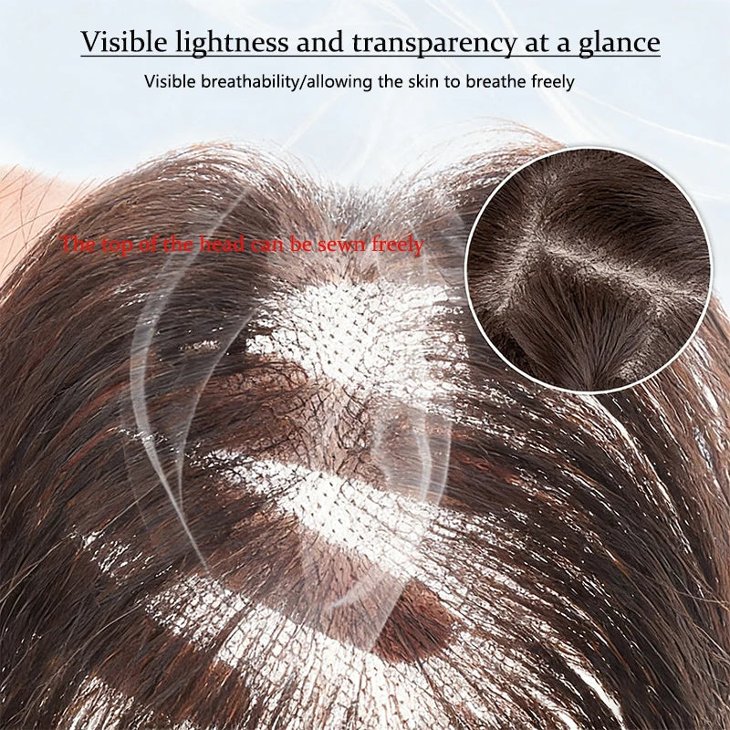 Aplique de cabelo para topo de cabeça volume natural e cobertura e invisível de cabelos brancos