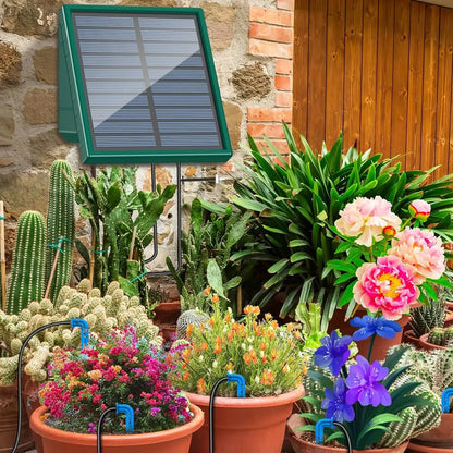 Sistema de riego solar para jardín y balcón. Sistema de riego automático por goteo. Sistema de riego de jardín DIY. Riego por goteo con manguera.