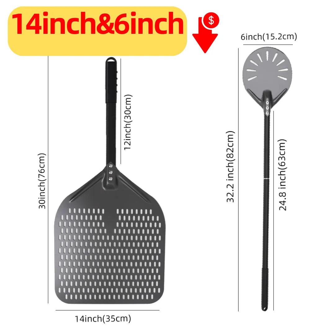6&12 13 14  Inch Pizza Perforated Shovel Paddle Pizza Oven Turning Peel Hard  Anodized Pizza  Baking Kitchen Tool Spatula