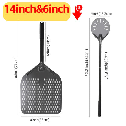 6&12 13 14  Inch Pizza Perforated Shovel Paddle Pizza Oven Turning Peel Hard  Anodized Pizza  Baking Kitchen Tool Spatula