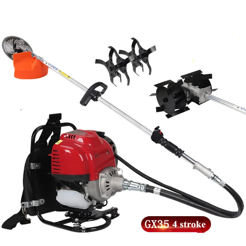 9  In1 New High Quality Backpack Brush Cutter Grass Cutter with GX35 4 Stroke 35cc Petrol Engine Tree Cutter Mini Tiller